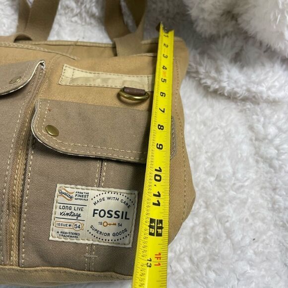 Fossil long live vintage khaki & Brown canvas shoulder bag antique tone hardware - Picture 14 of 14